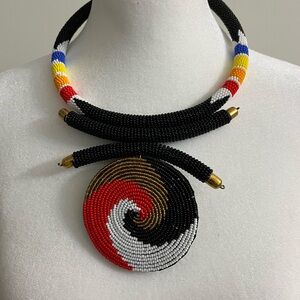 Sassy Jones Black and Multicolor Swirl Necklace